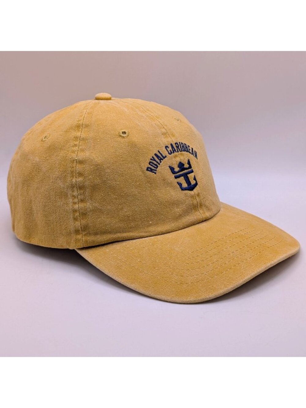 NEW Royal Caribbean Cruise Line Yellow 100% Cotton Adjustable Strap Back Cap Hat